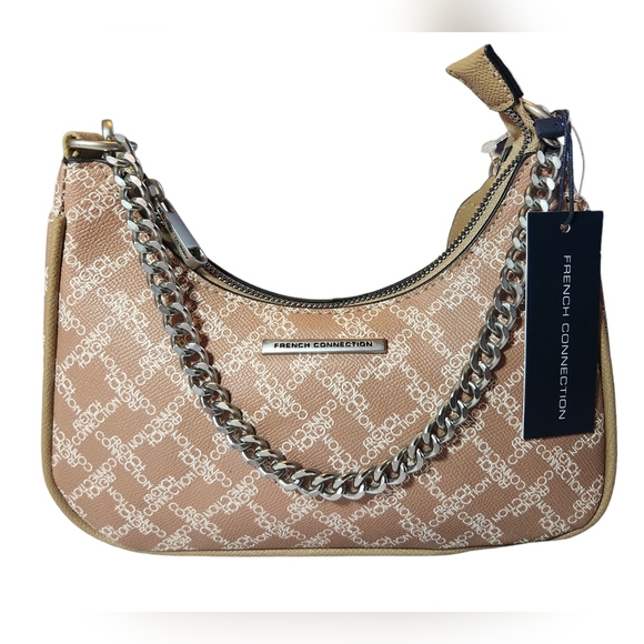 French Connection Halina Monogram Crescent Handbag Crossbody Purse - Picture 1 of 5